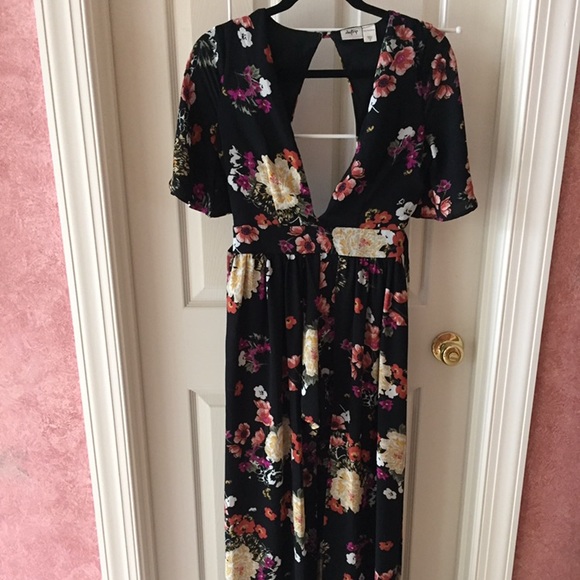 Boho floral print deep v maxi romper - Picture 1 of 4